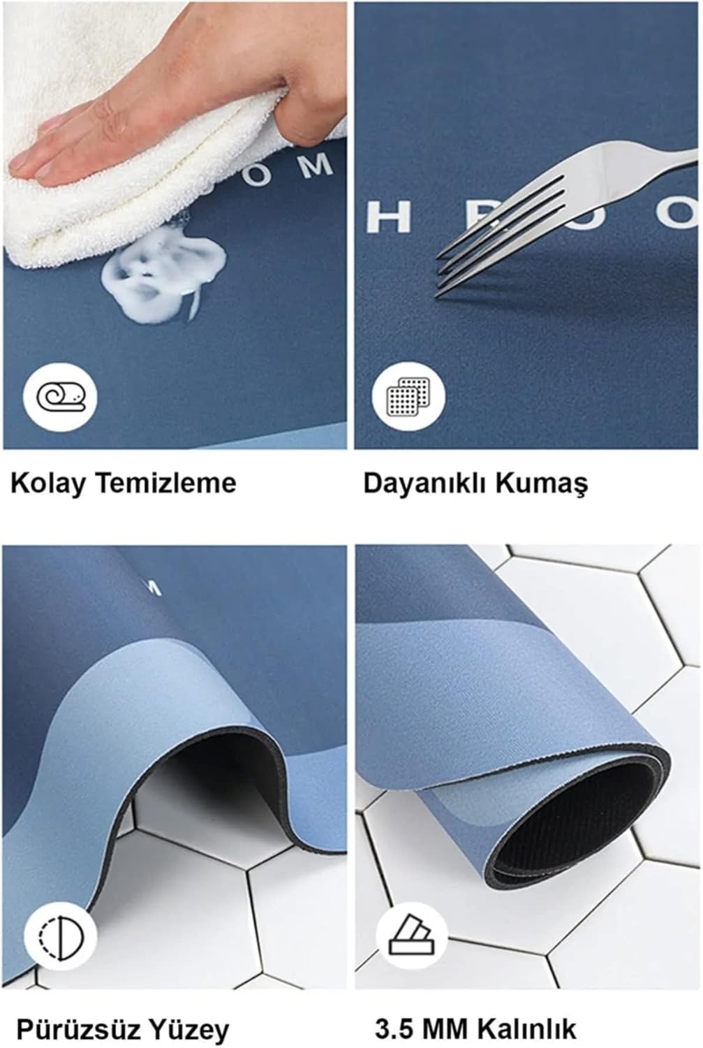 Süper Emici Kaymaz Nappa Banyo Paspası